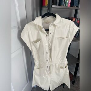 Pleather Button-Up Romper